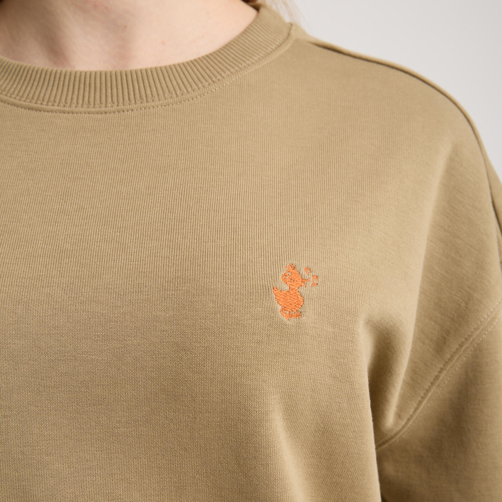 Kadın Haki Kahverengi Bisiklet Yaka Sweatshirt