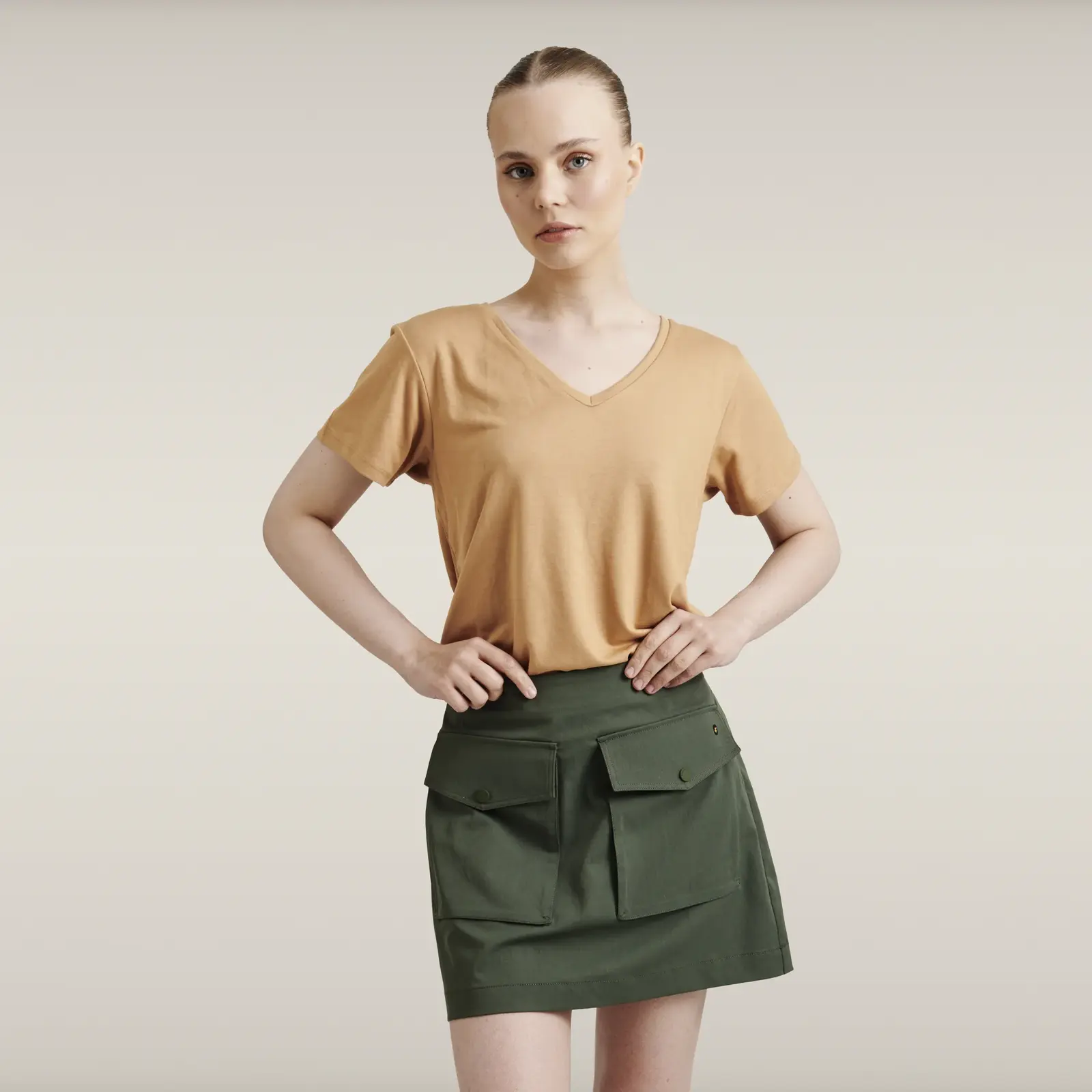 Kadın Açık Kahverengi Basic T-shirt