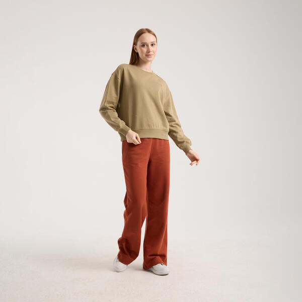 Kadın Haki Kahverengi Bisiklet Yaka Sweatshirt