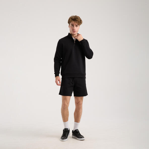 Erkek Siyah Yarım Fermuarlı Sweatshirt