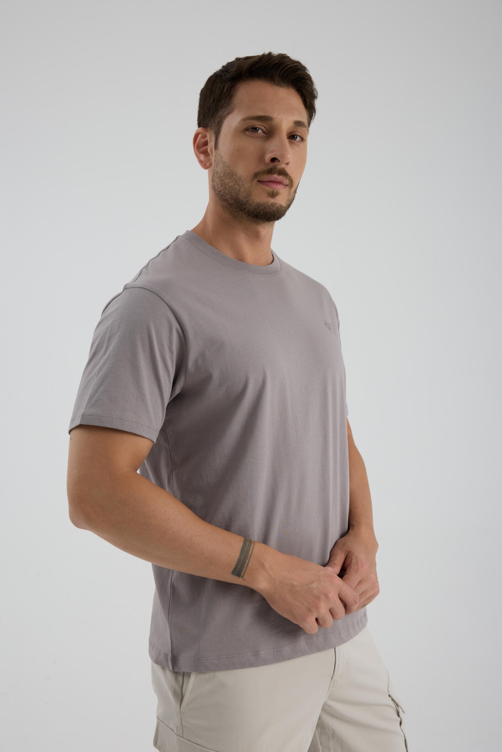 Erkek T-shirt Gri - Clem