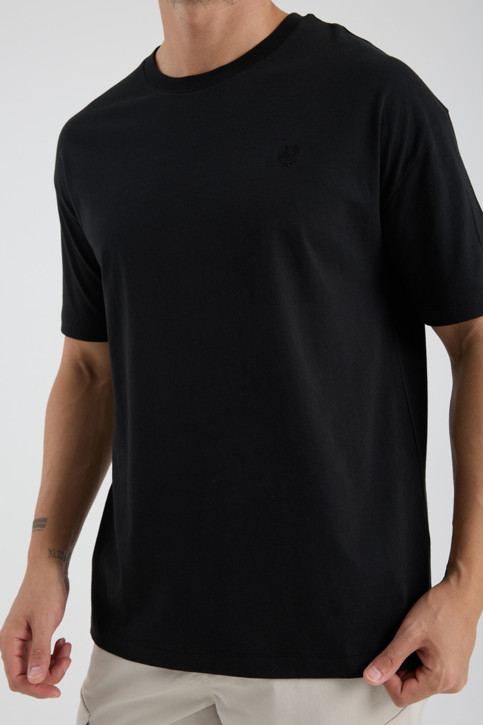 Erkek Oversize T-shirt Siyah - Fran