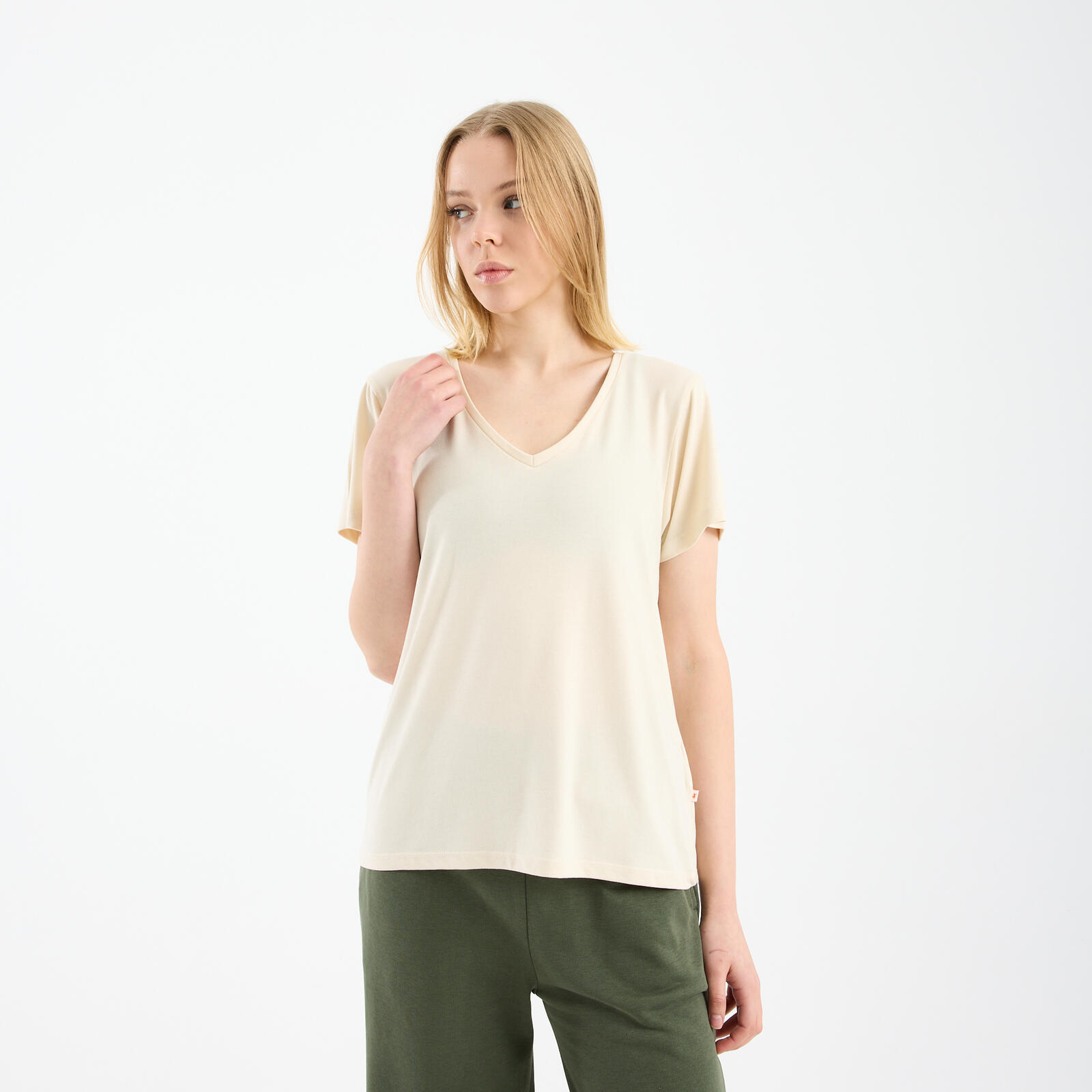 Kadın Kum Beji Basic T-shirt