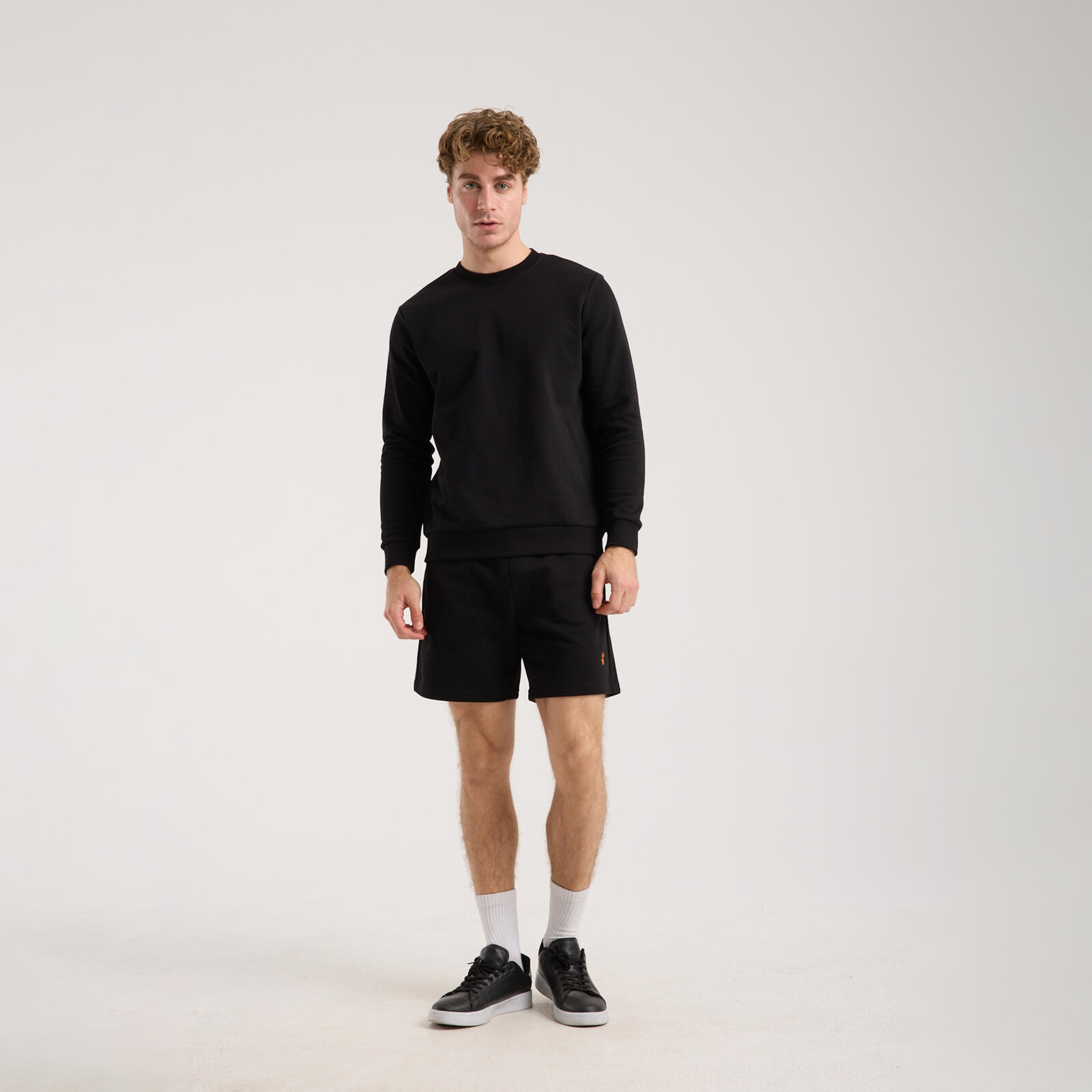 Erkek Siyah Bisiklet Yaka Sweatshirt