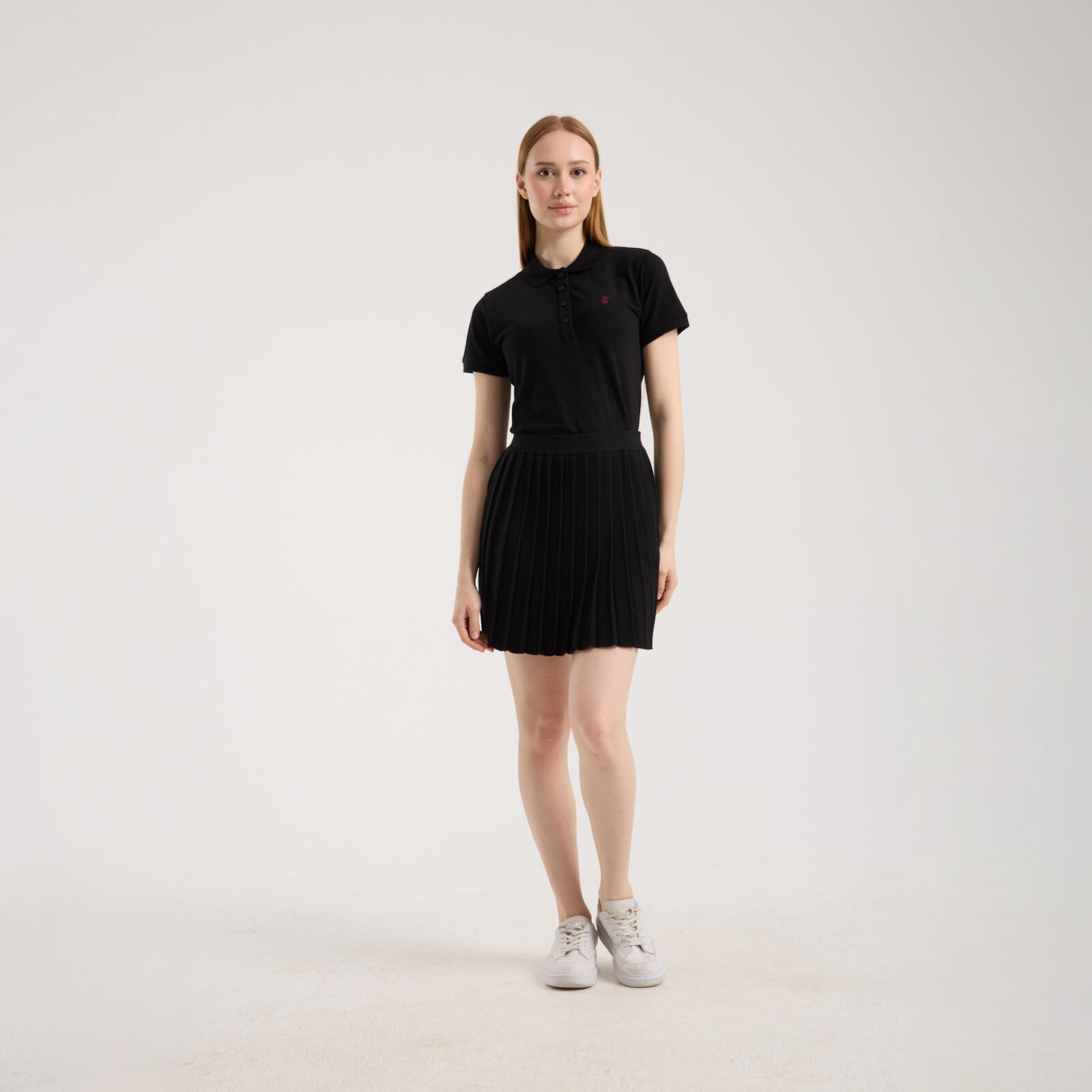 Kadın Siyah Polo Yaka T-shirt