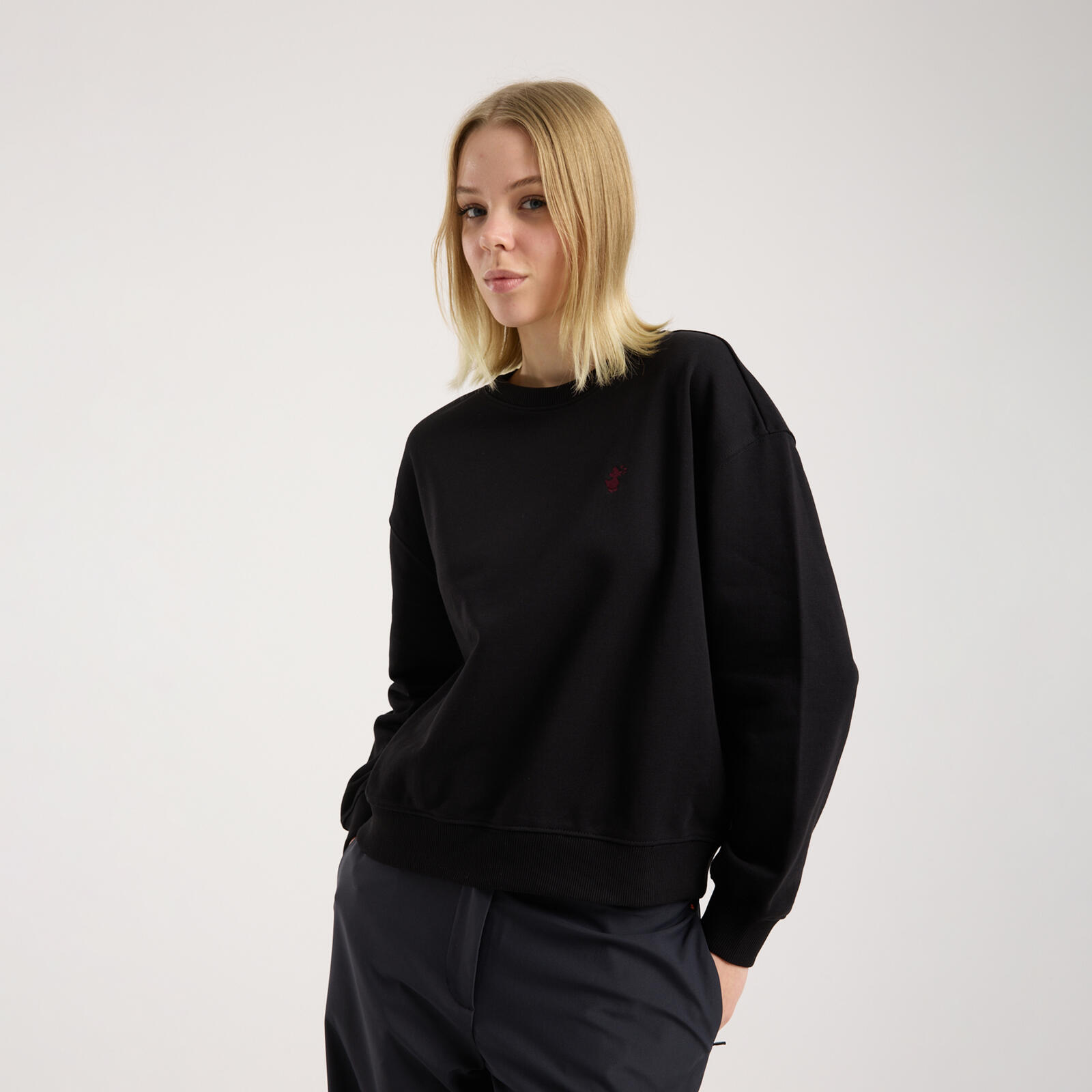 Kadın Siyah Bisiklet Yaka Sweatshirt