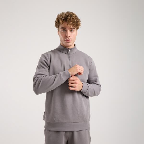 Erkek Koyu Gri Yarım Fermuarlı Sweatshirt