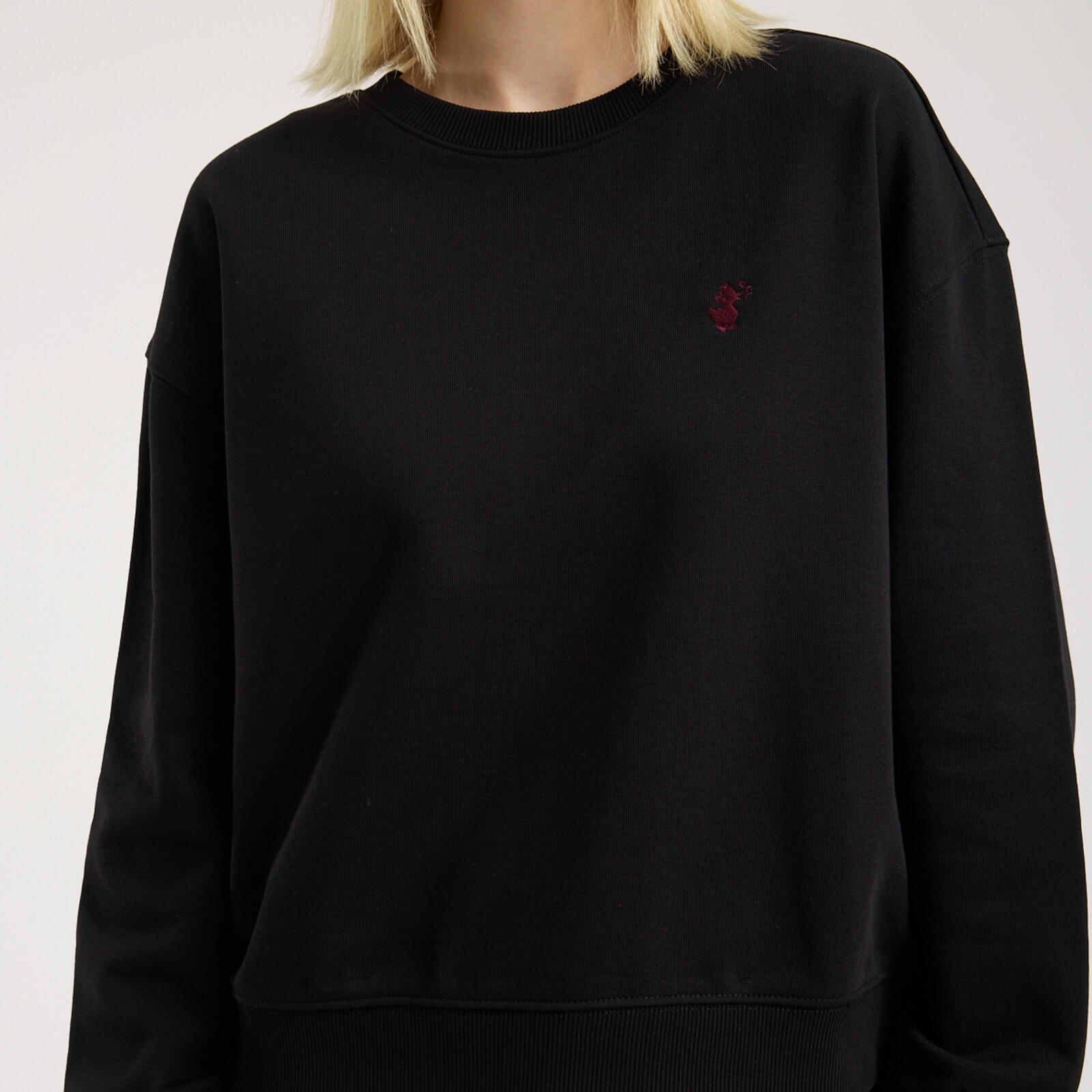 Kadın Siyah Bisiklet Yaka Sweatshirt