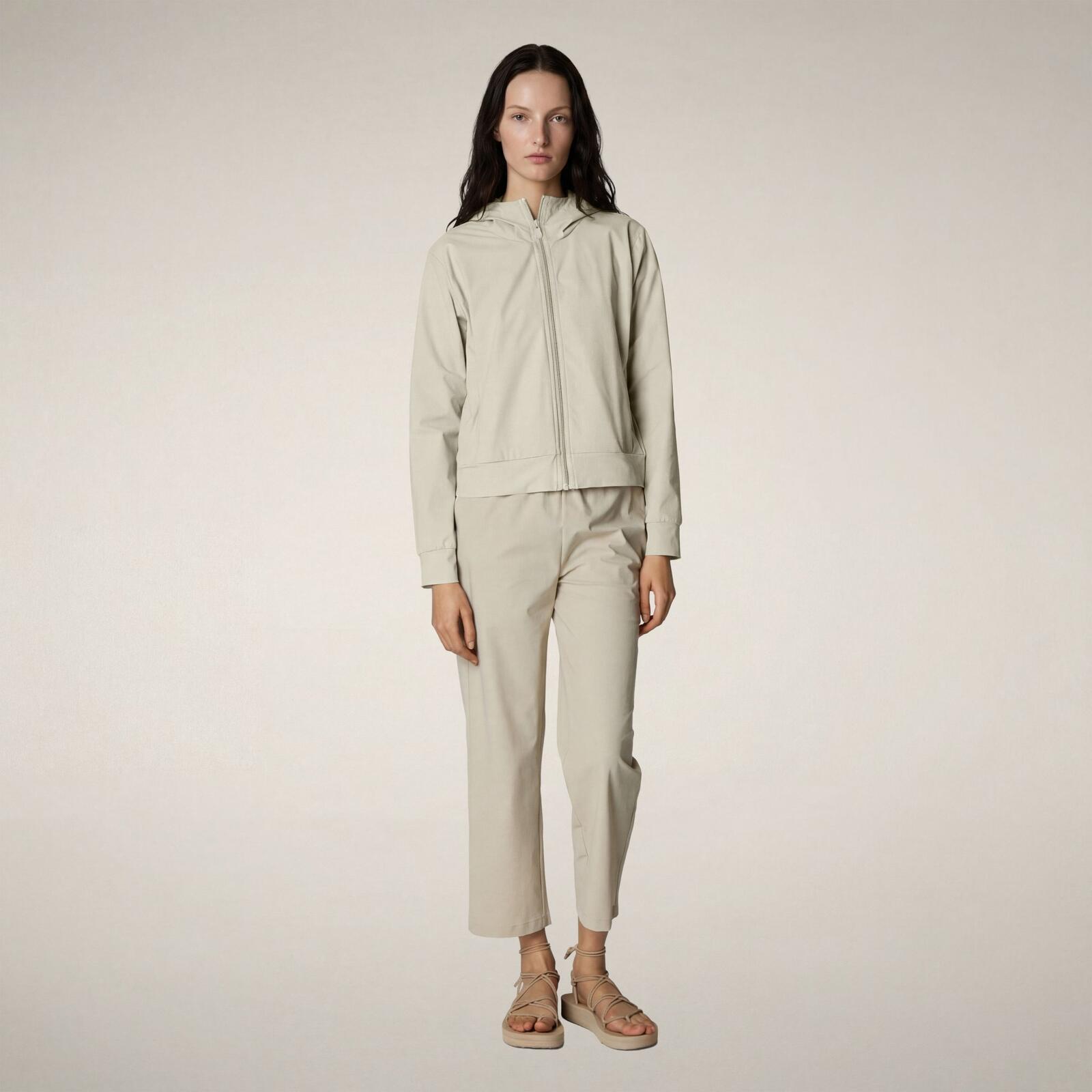 Kadın Kapüşonlu Sweatshirt Bej - Pear