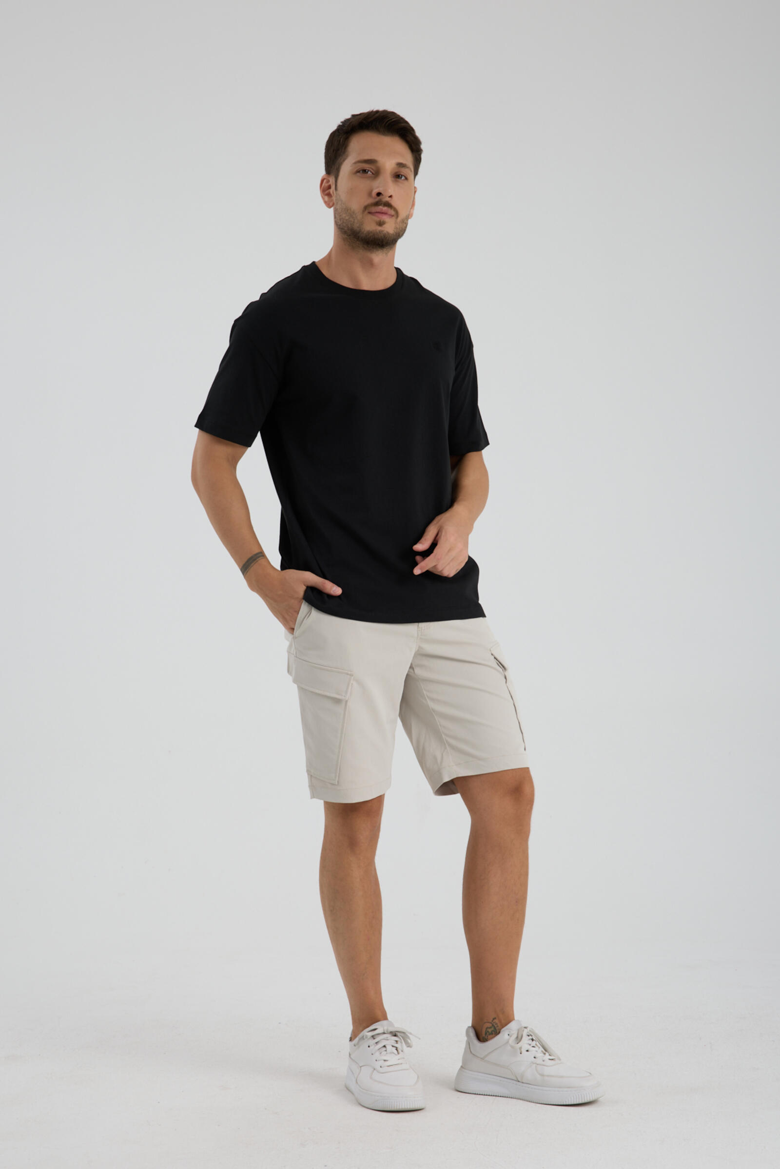 Erkek Oversize T-shirt Siyah - Fran
