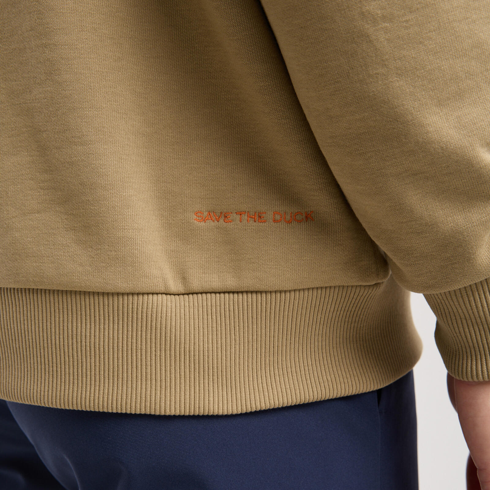 Erkek Haki Kahverengi Bisiklet Yaka Sweatshirt