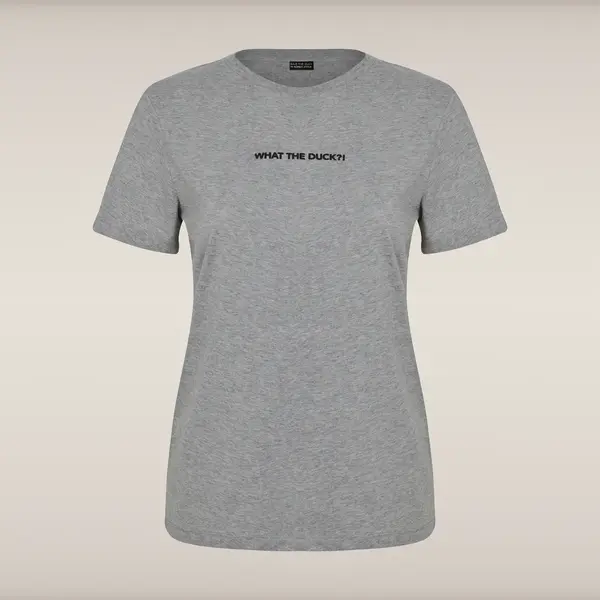 Kadın T-shirt Açık Gri Melanj -WHAT THE DUCK