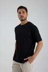 Erkek Oversize T-shirt Siyah - Fran