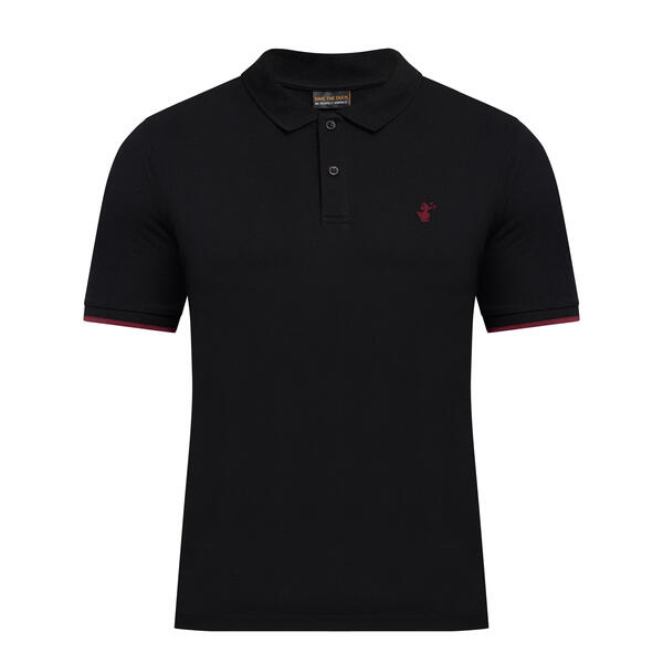 Erkek Siyah Polo Yaka Pike T-shirt