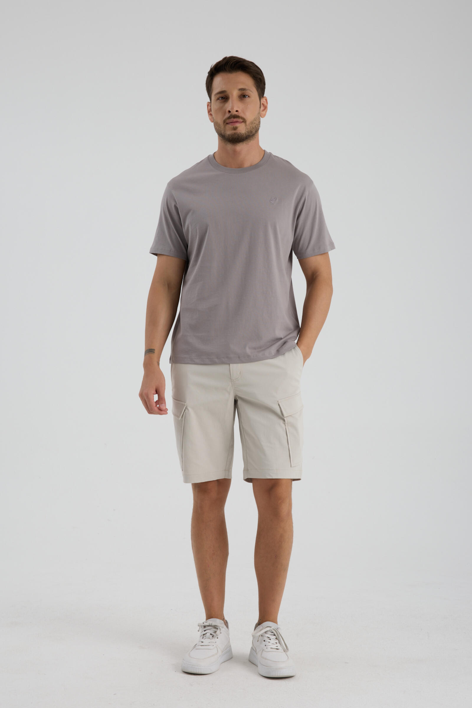 Erkek T-shirt Gri - Clem