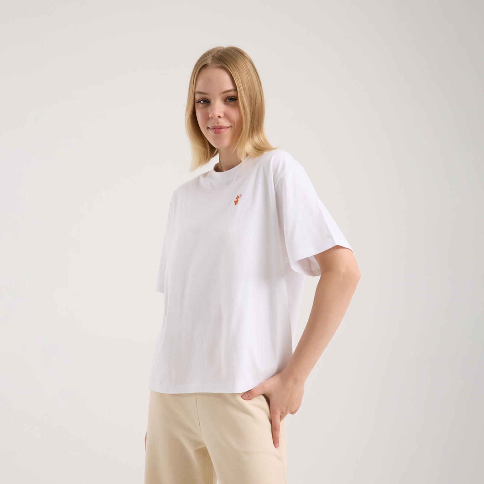 Kadın Beyaz Oversized T-shirt
