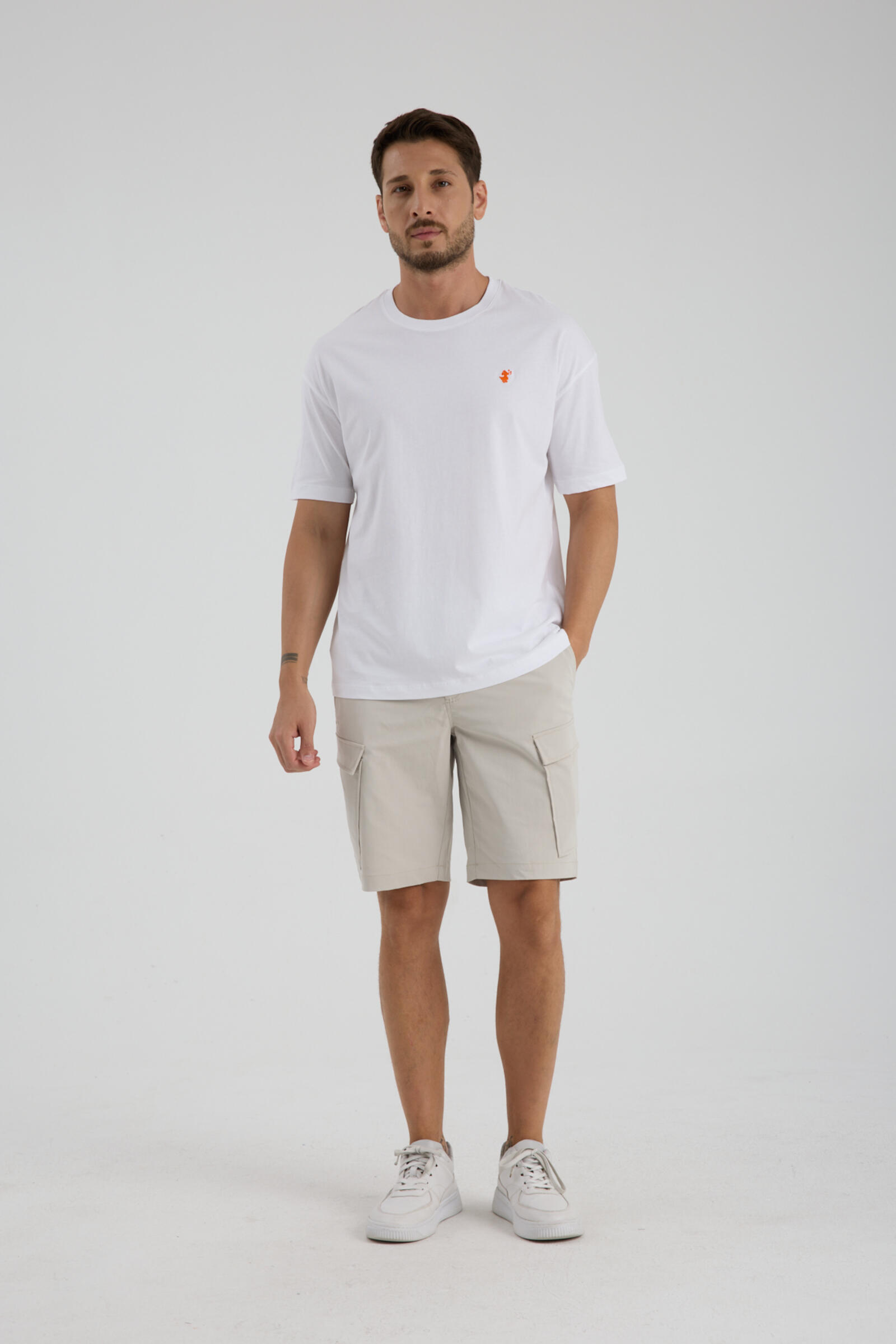 Erkek Oversize T-shirt Beyaz - Fran