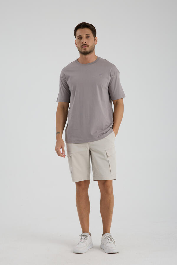 Erkek Oversize T-shirt Gri - Fran