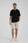 Erkek Oversize T-shirt Siyah - Fran