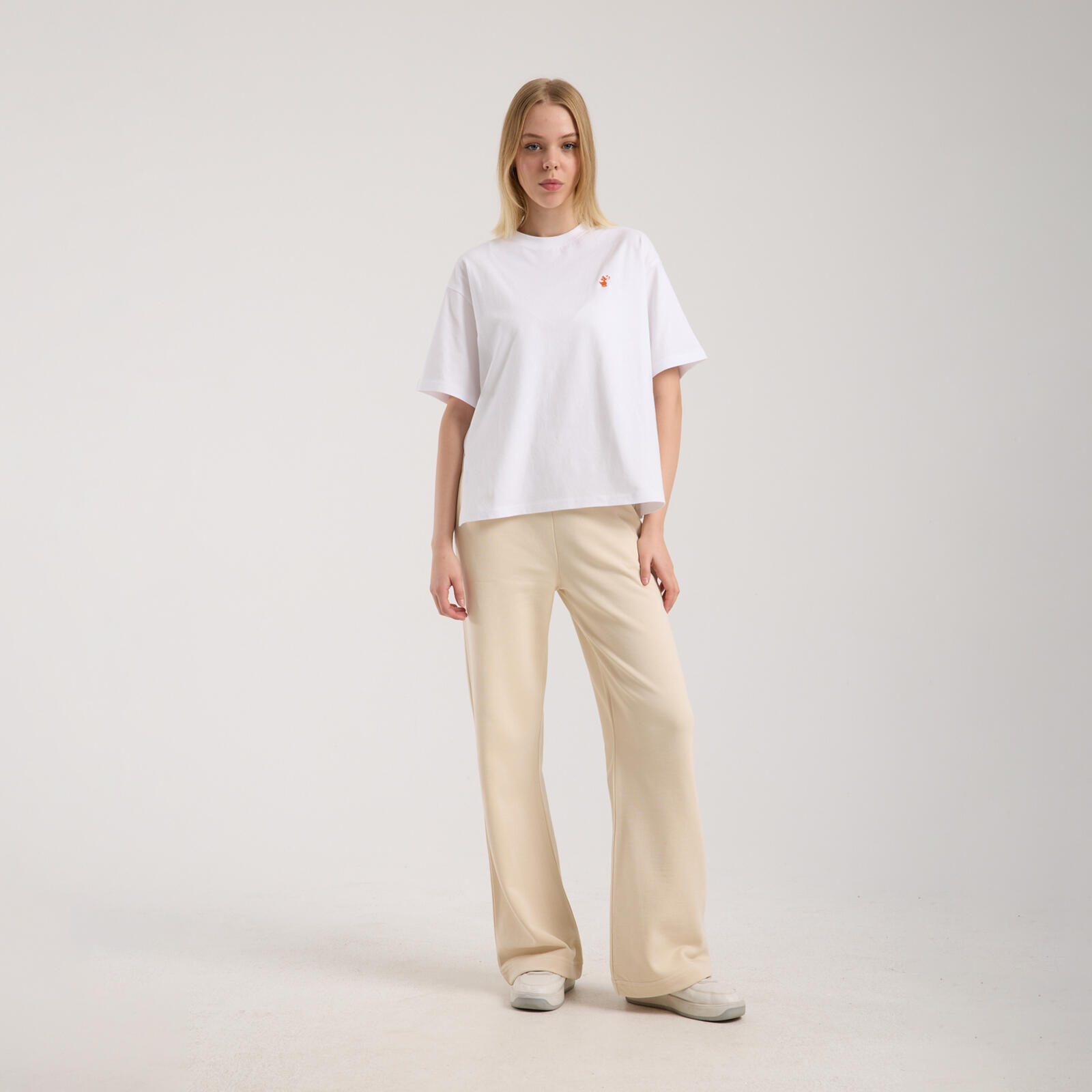 Kadın Beyaz Oversized T-shirt