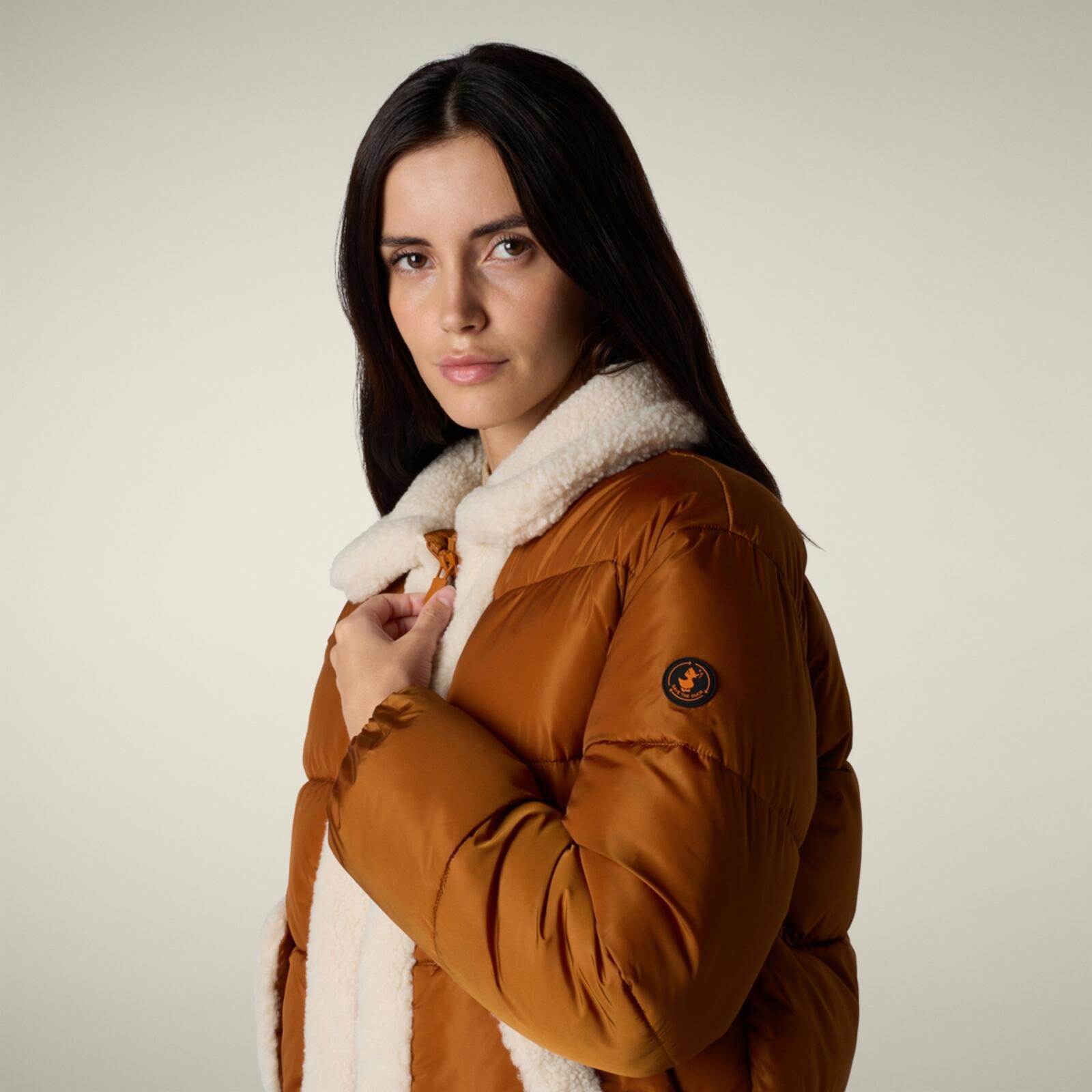 Kadın Suni Kürk Detaylı Ceket Kahverengi - Honey