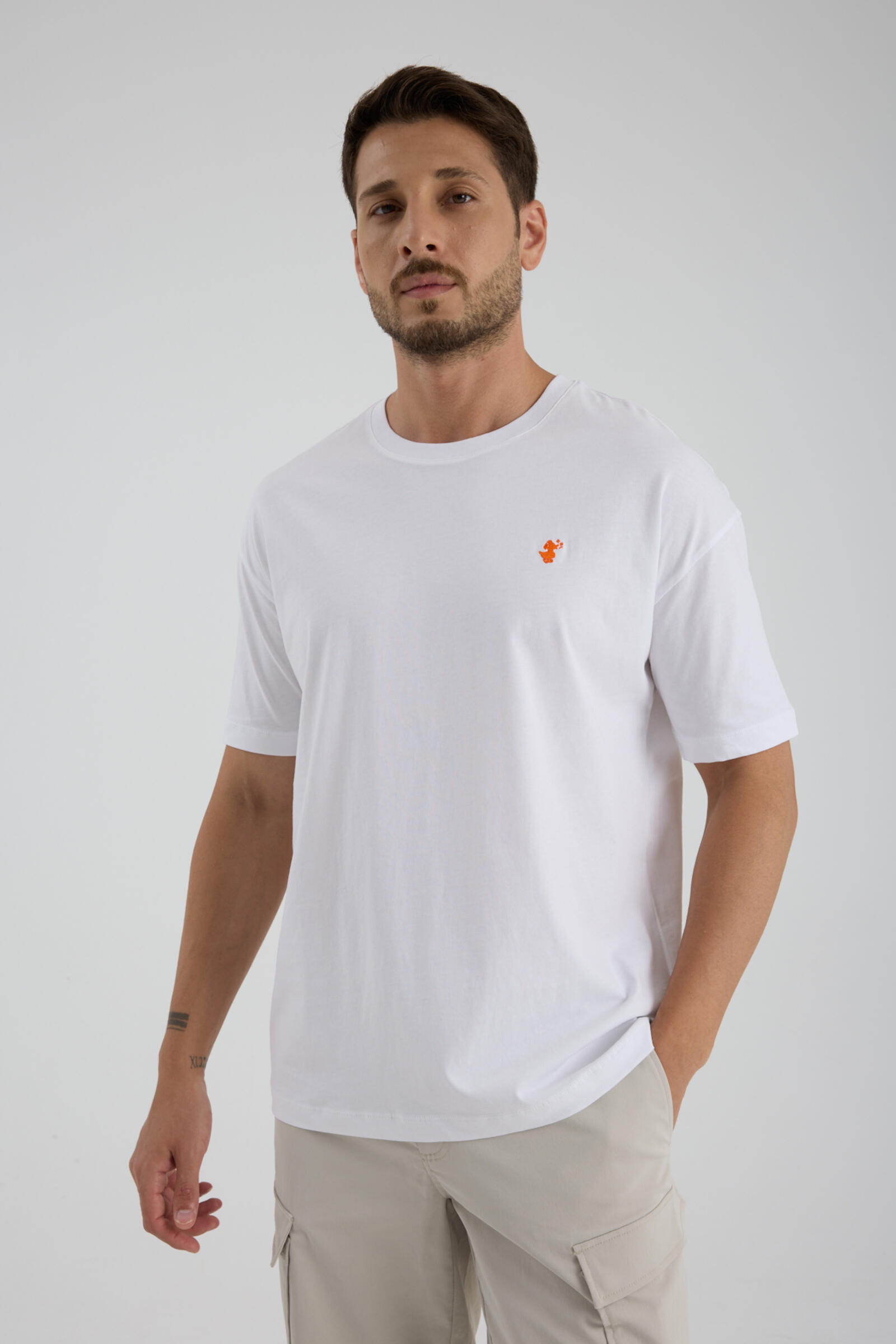 Erkek Oversize T-shirt Beyaz - Fran