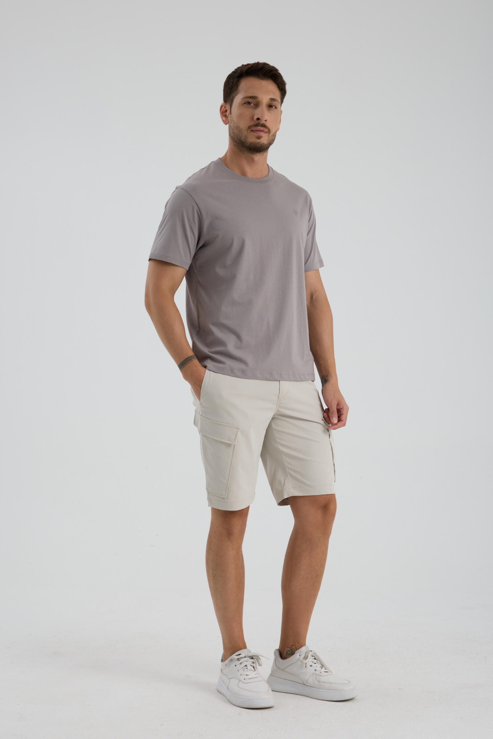 Erkek T-shirt Gri - Clem