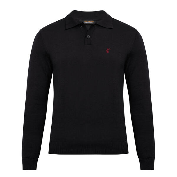 Erkek Siyah Polo Yaka Kazak