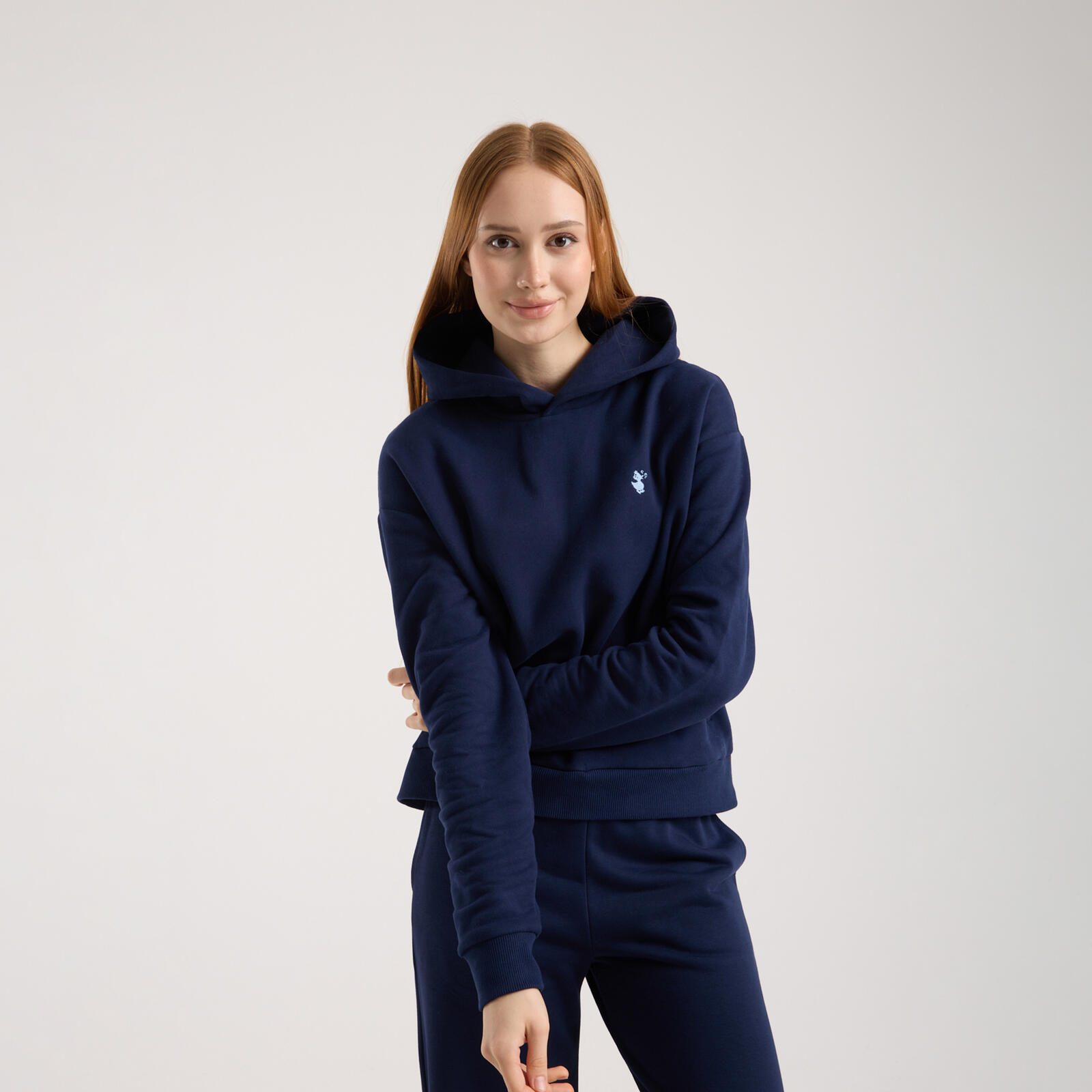 Kadın Lacivert Kapüşonlu Sweatshirt