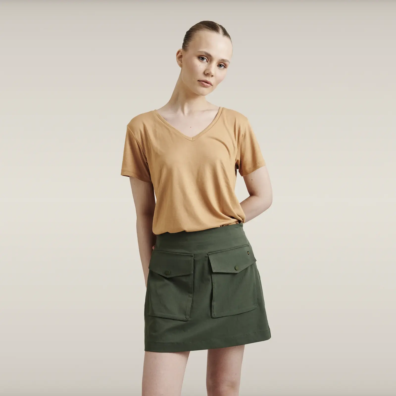 Kadın Açık Kahverengi Basic T-shirt