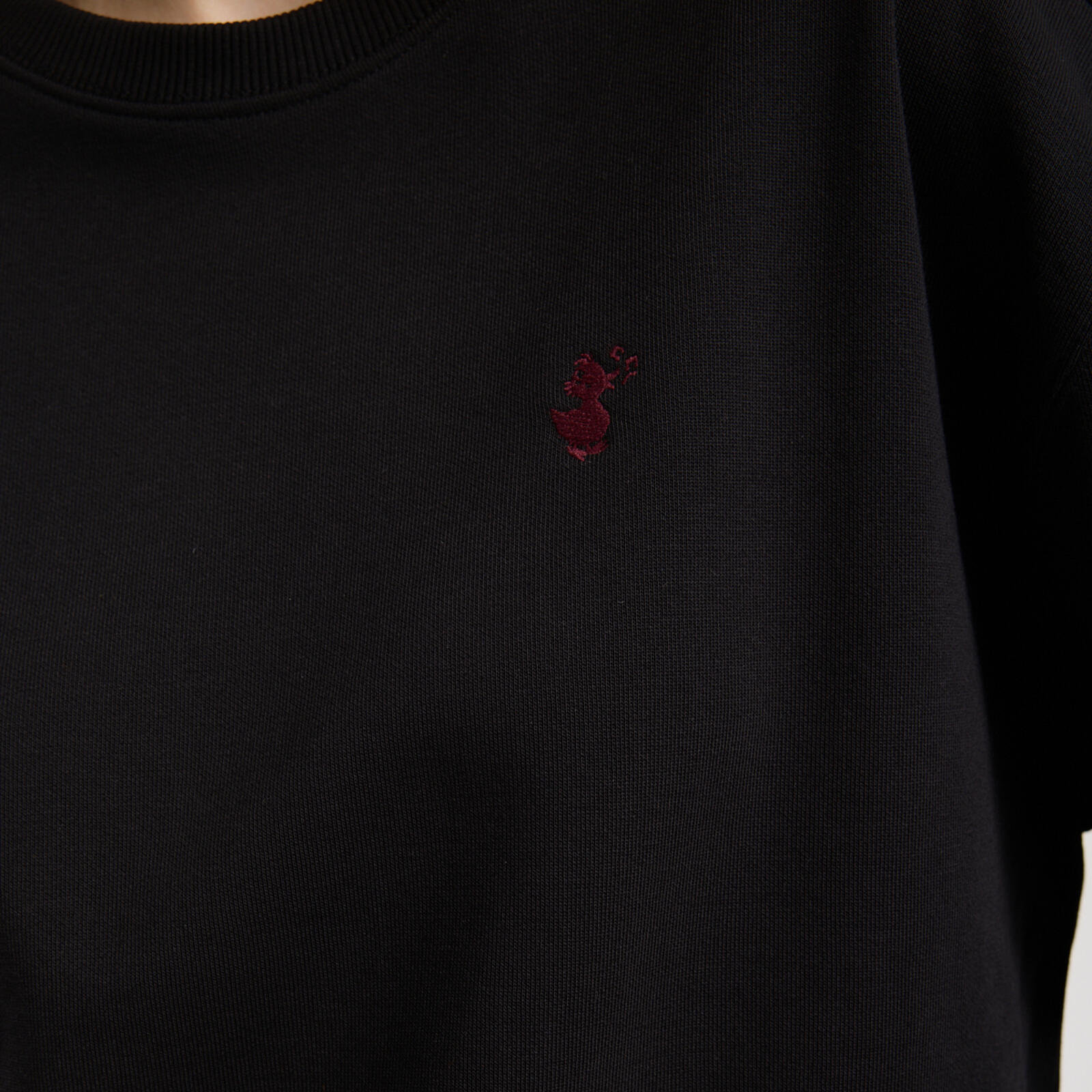Kadın Siyah Bisiklet Yaka Sweatshirt